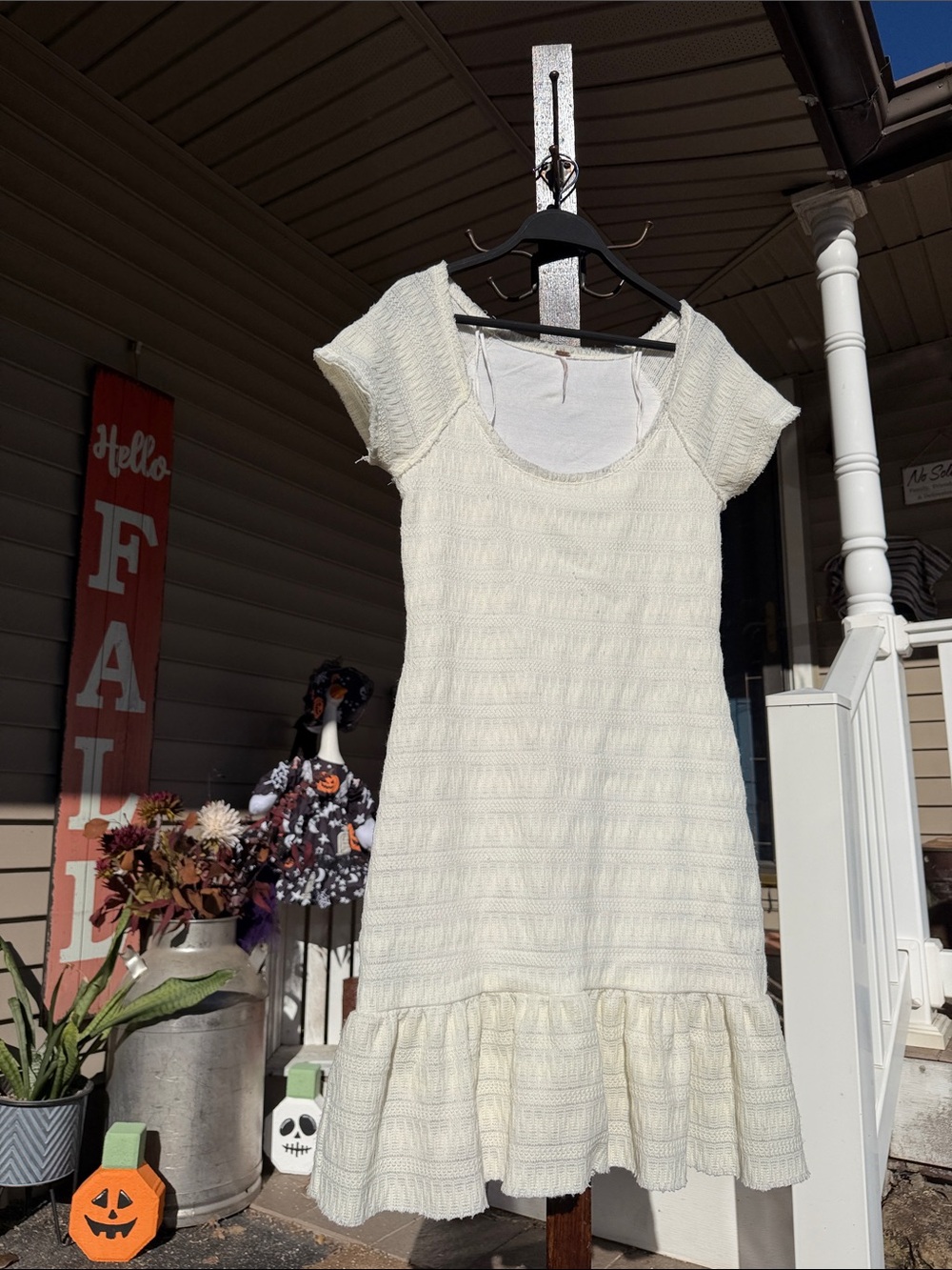 Free People Cozy Day Flounce Dress in Cream White